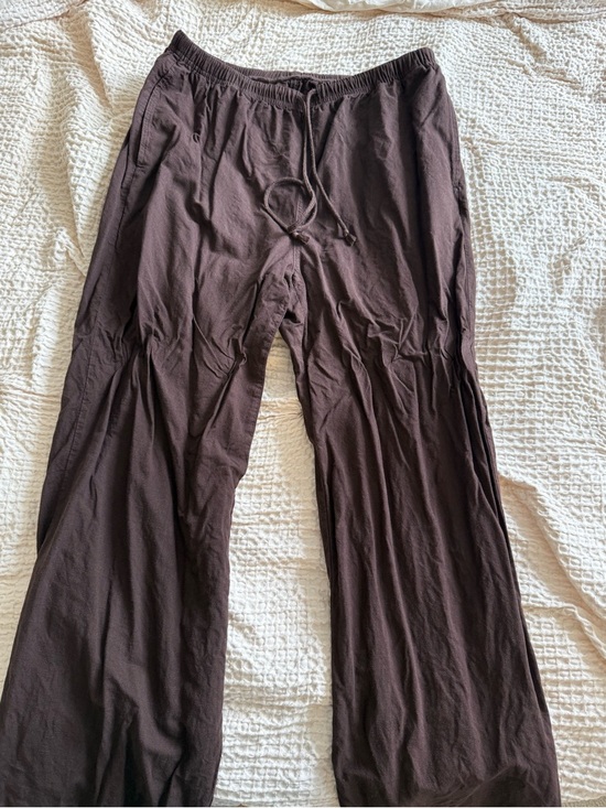 Uniqlo Pants - Uniqlo Brown Wide-Leg Drawstring Pants
